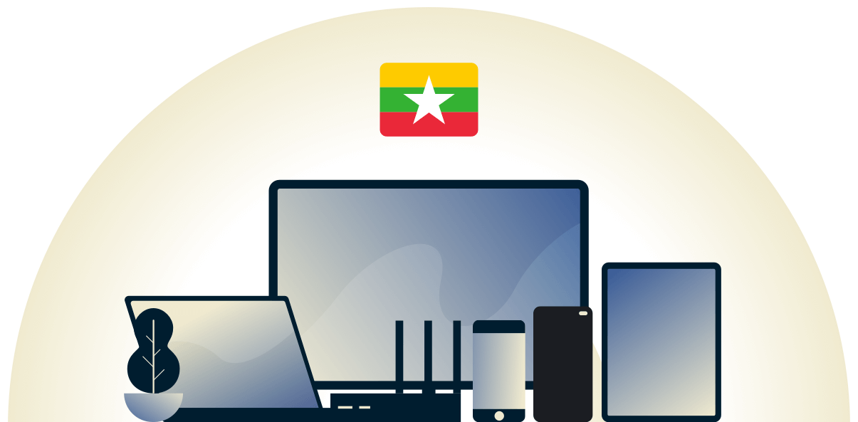 VPN suojaa eri laitteita Myanmarissa.